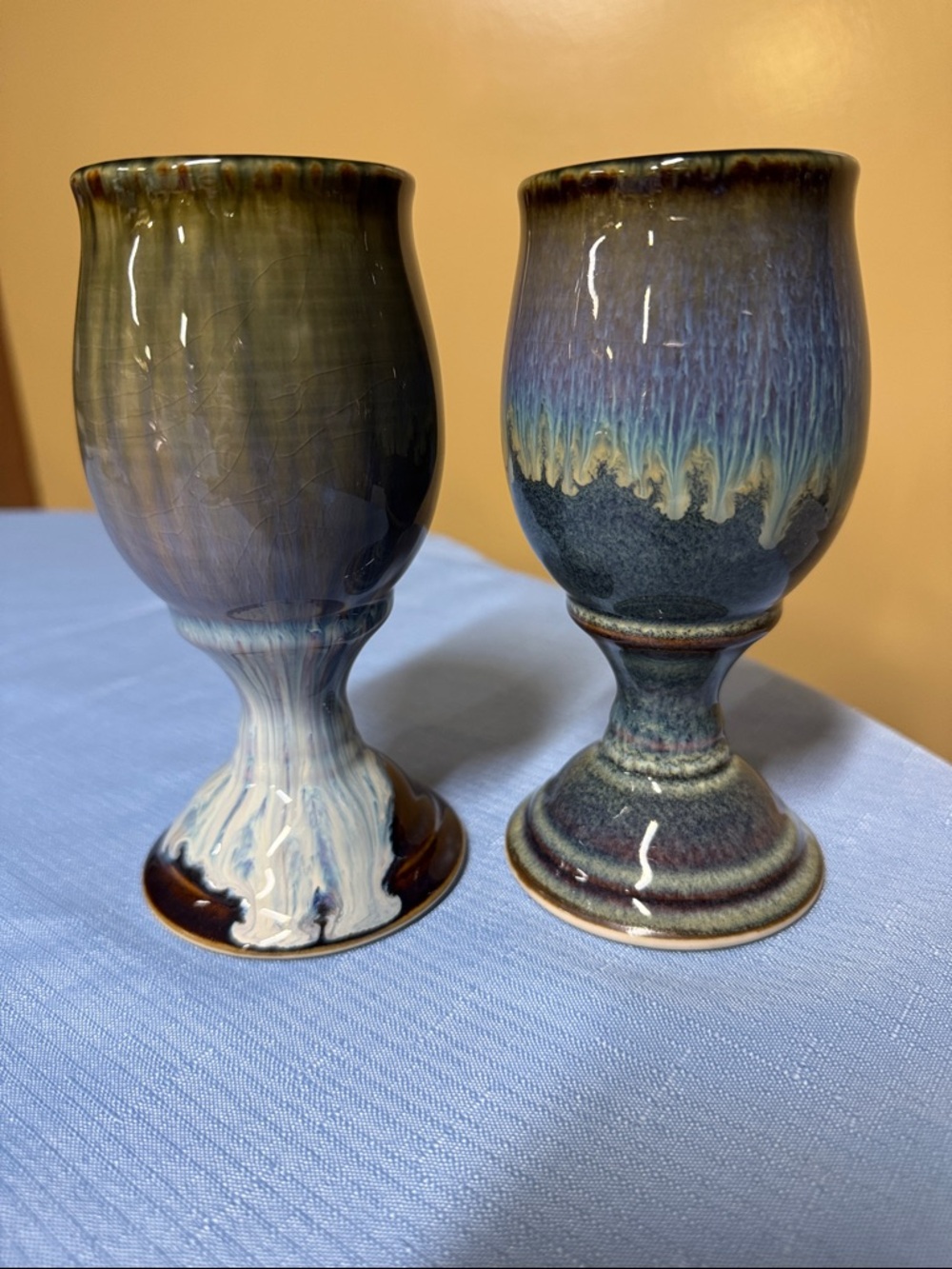 Bill Campbell pottery wine goblets set of two
